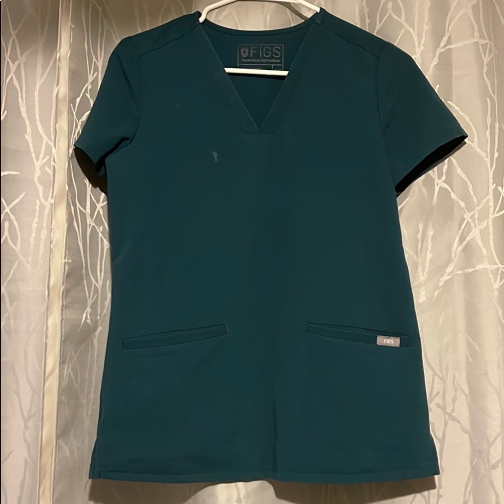 FIGS 3 POCKET SCRUB TOP XXS CARRIBEAN BLUE